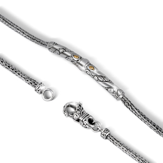 balinese Silver Bracelet with 18K Gold