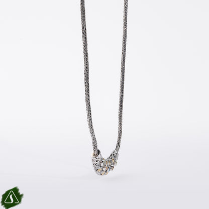 Sterling Silver Bar Necklace with Blue Topaz, Peridot & Citrine Gemstones and 18K Gold Accents