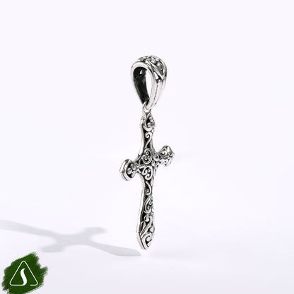 Sterling Silver Filigree Cross Pendant | Handmade Bali Christian Cross Charm