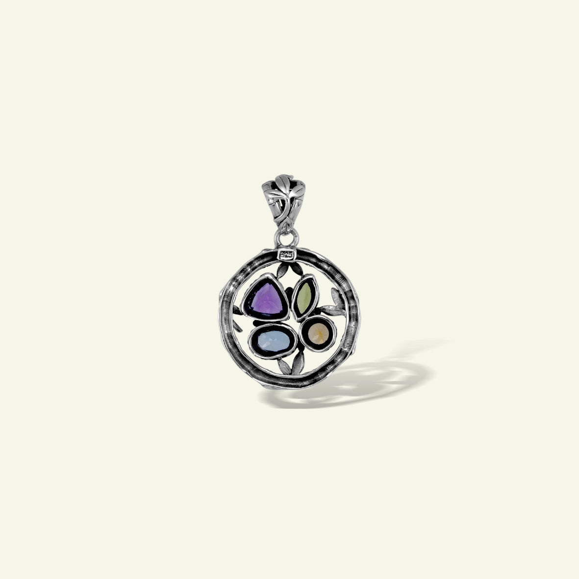 Handcrafted Sterling Silver Pendant with Multistone Accents