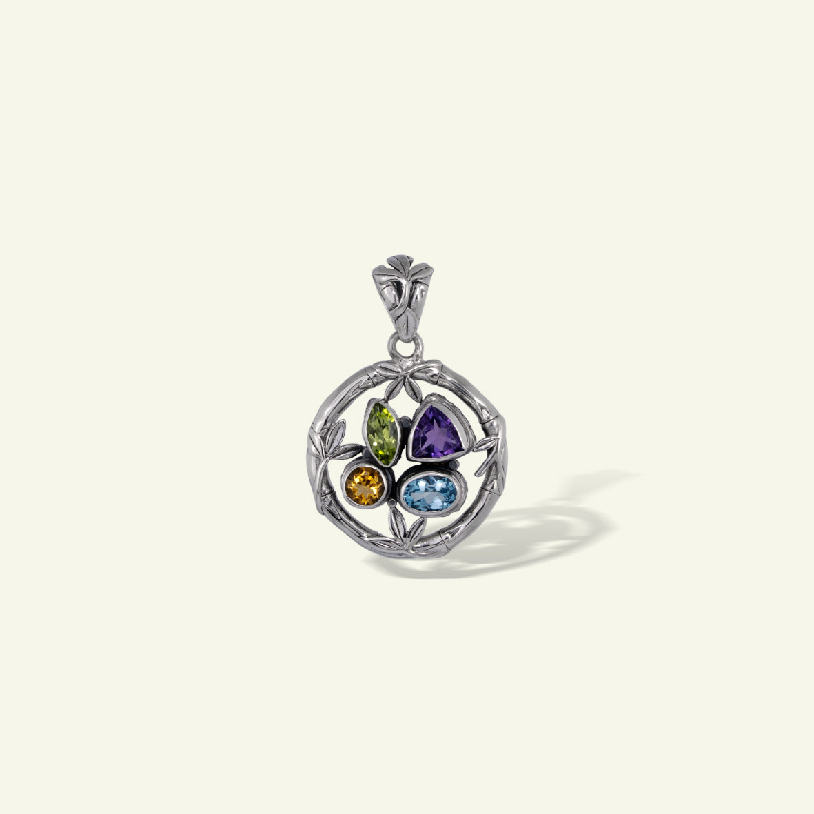 Handcrafted Sterling Silver Pendant with Multistone Accents