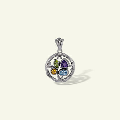 Handcrafted Sterling Silver Pendant with Multistone Accents