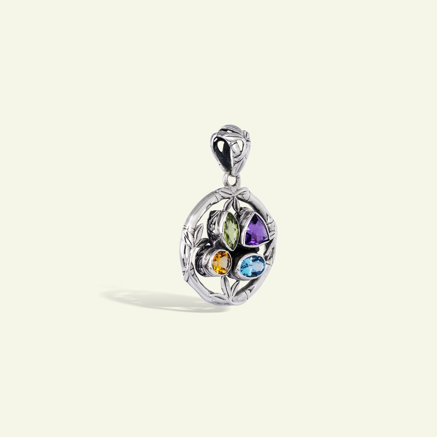 Handcrafted Sterling Silver Pendant with Multistone Accents