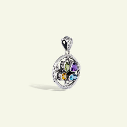 Handcrafted Sterling Silver Pendant with Multistone Accents