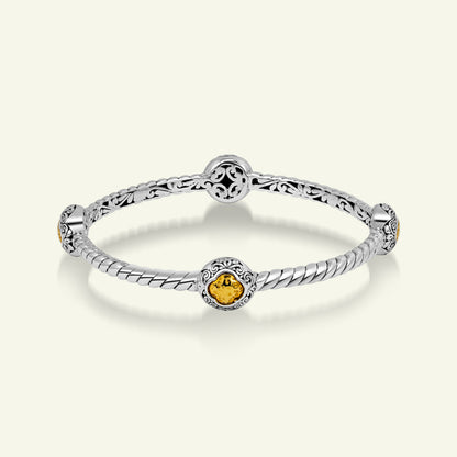 925 Sterling Silver Twisted Cable Bracelet with Gold Plated Details