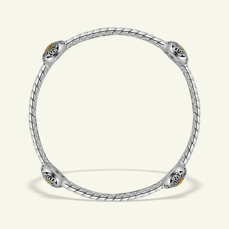 925 Sterling Silver Twisted Cable Bracelet with Gold Plated Details
