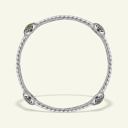 925 Sterling Silver Twisted Cable Bracelet with Gold Plated Details