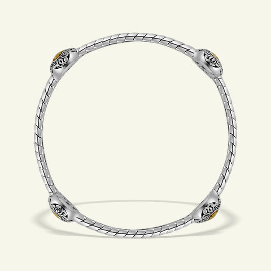 925 Sterling Silver Twisted Cable Bracelet with Gold Plated Details