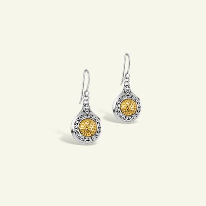 Sterling Silver Drop Earrings with Gold Plated Accents