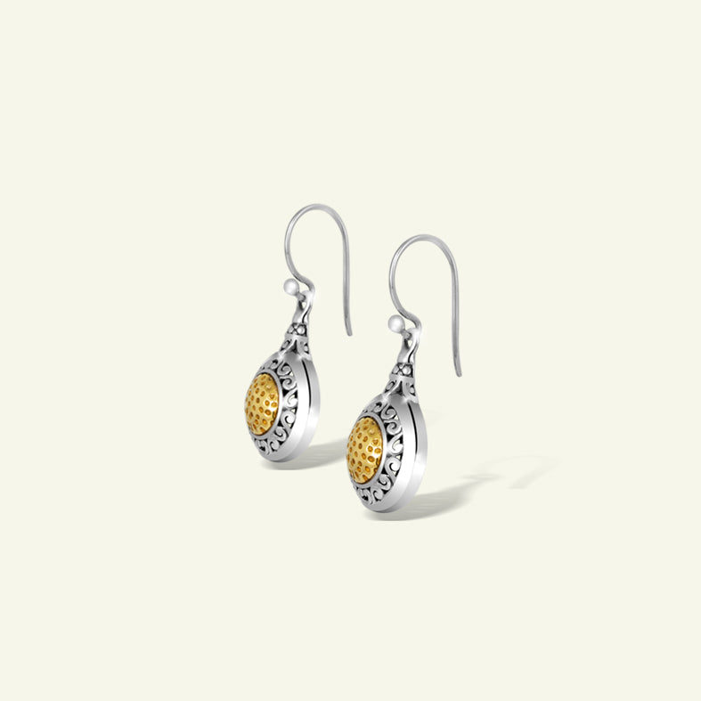 Sterling Silver Drop Earrings with Gold Plated Accents