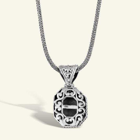 Unique Octagon-Shaped Silver Pendant with Gold Plated Textured Center