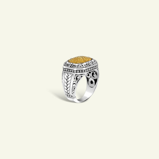 Handmade Silver Ring with Gold Plated Accent