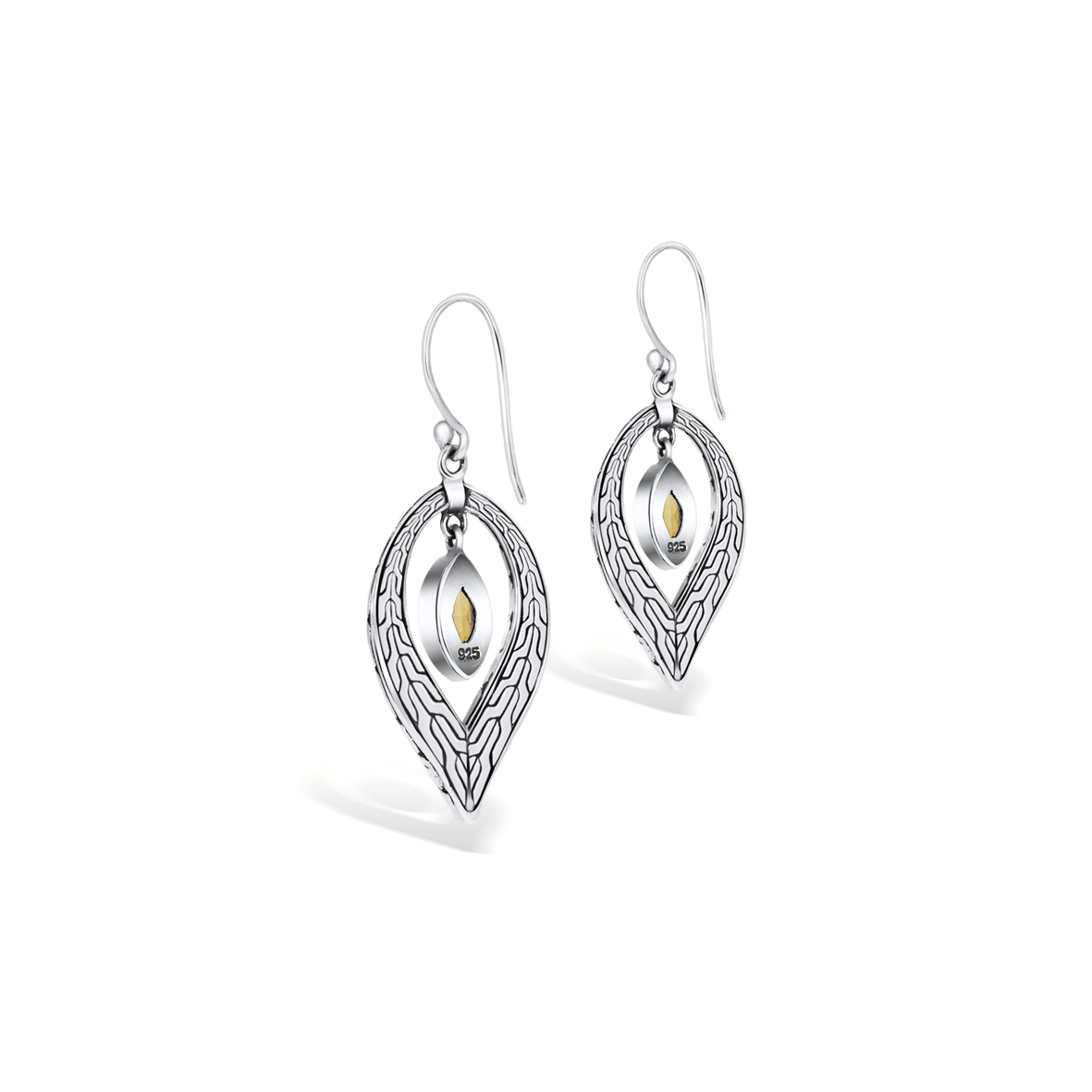 Bamboo Inspired Earrings with Marquise Citrine