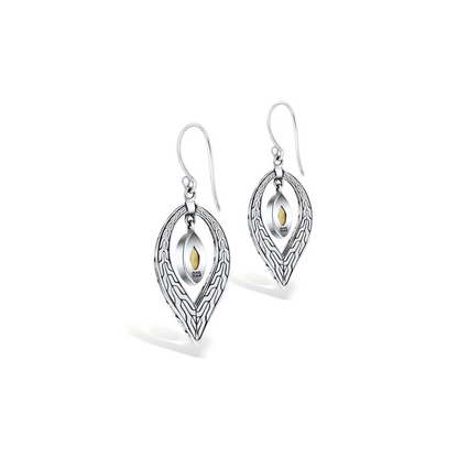 Bamboo Inspired Earrings with Marquise Citrine