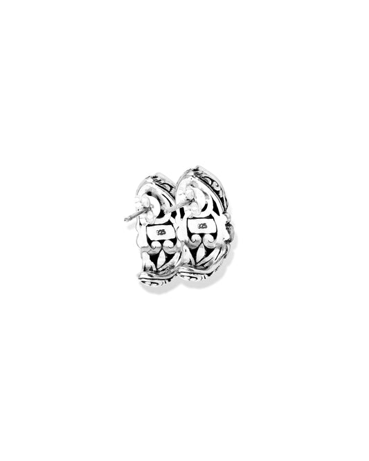 Balinese Butterfly Sterling Silver Stud Earrings with Pear-Shaped Amethyst Gemstones