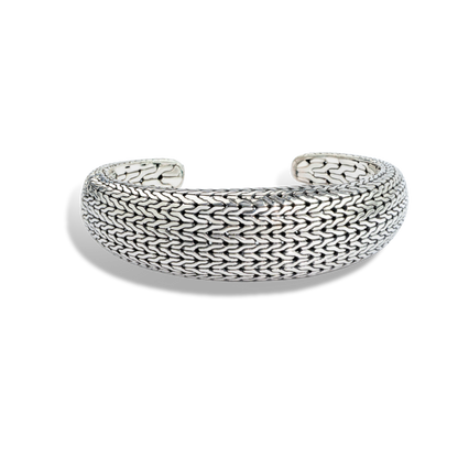 Balinese Dragon Skin Sterling Silver Wide Cuff Bracelet
