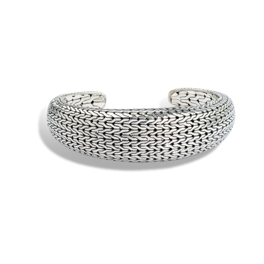 Balinese Dragon Skin Sterling Silver Wide Cuff Bracelet