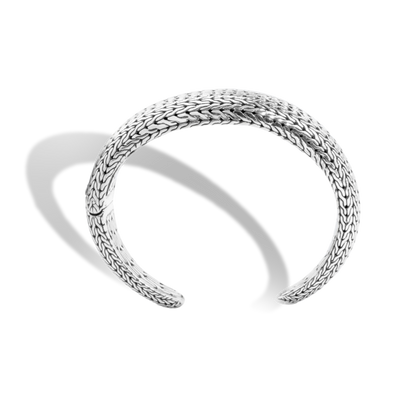 Balinese Dragon Skin Sterling Silver Wide Cuff Bracelet