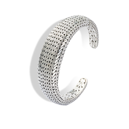 Balinese Dragon Skin Sterling Silver Wide Cuff Bracelet