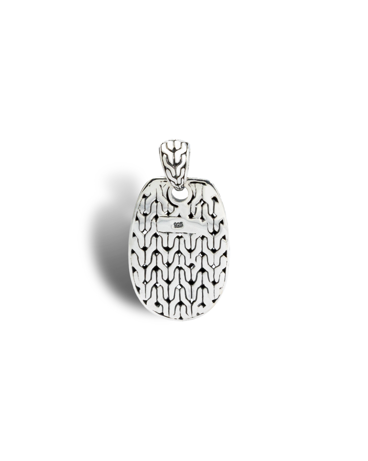 Balinese Dragon Scale Sterling Silver Oval Pendant with Textured Carving