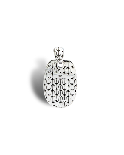 Balinese Dragon Scale Sterling Silver Oval Pendant with Textured Carving