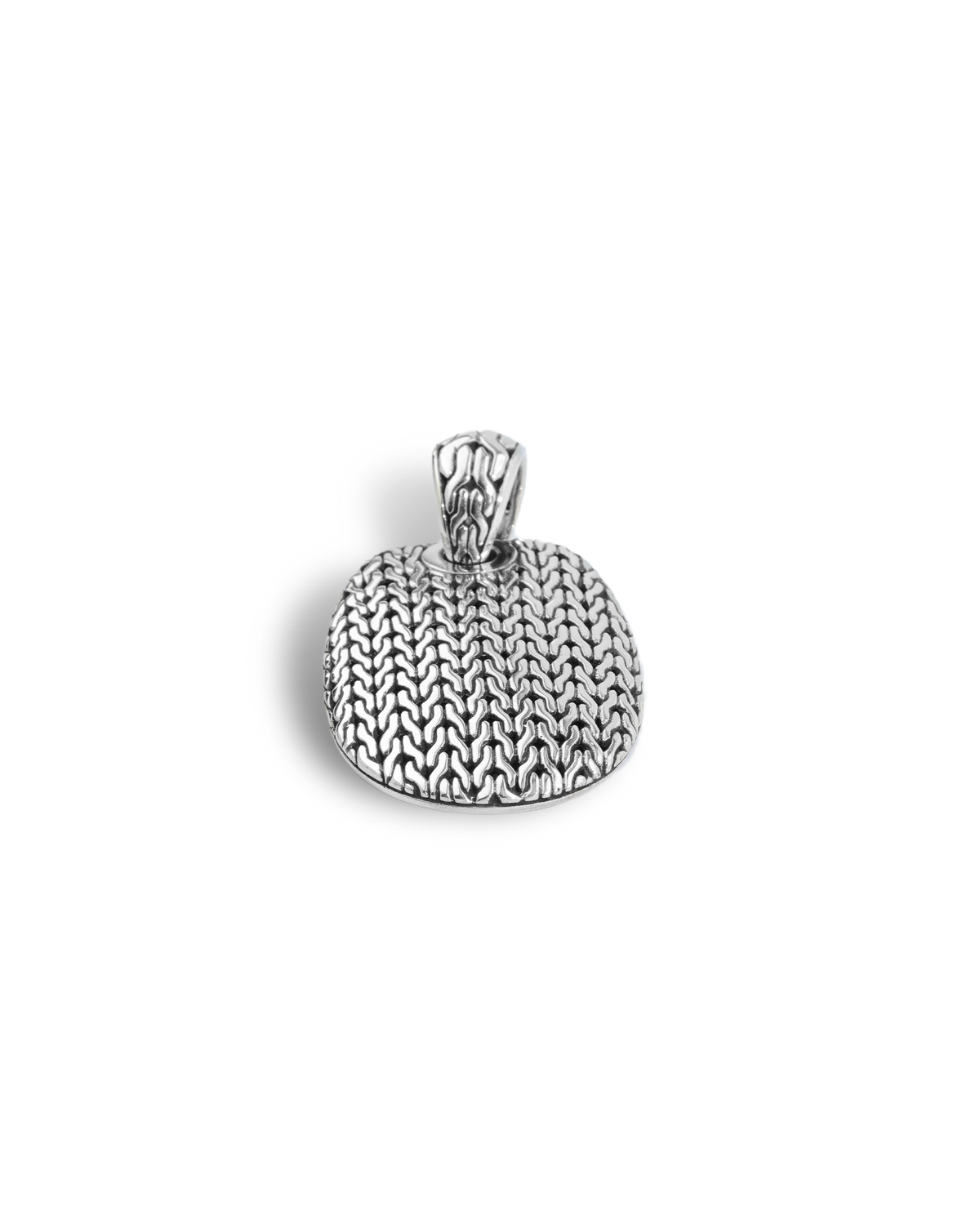 Balinese Dragon Scale Sterling Silver Oval Pendant with Textured Carving