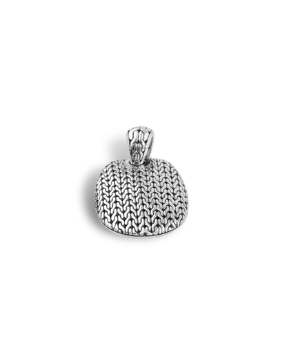 Balinese Dragon Scale Sterling Silver Oval Pendant with Textured Carving