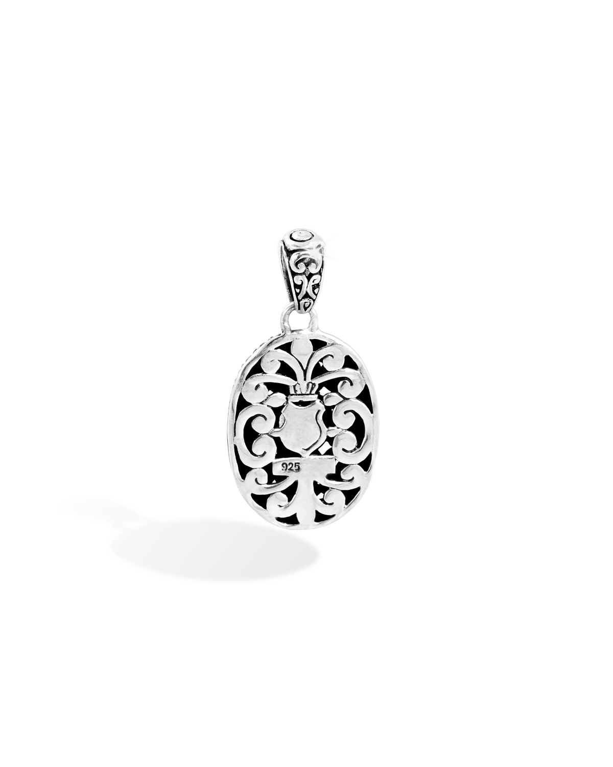 Filigree Peridot Silver Pendant with Balinese Scrollwork