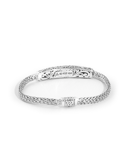 Balinese Scrollwork Silver Bracelet with 18K Gold Dots