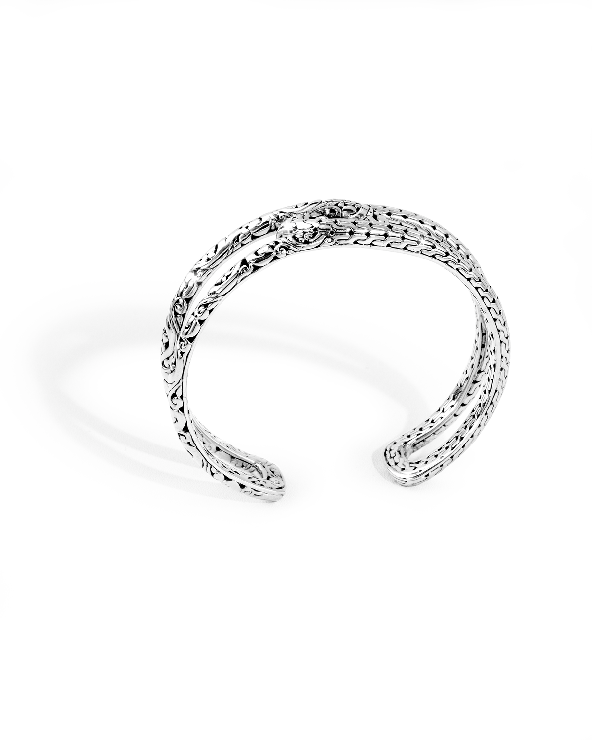 Dragon Bone Balinese Carved Silver Cuff Bracelet
