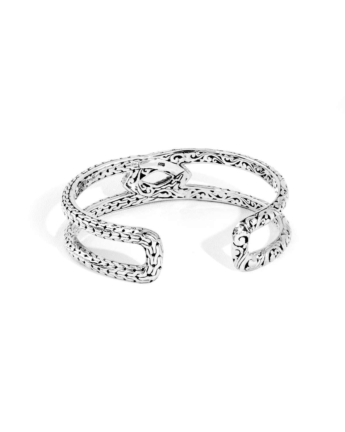 Dragon Bone Balinese Carved Silver Cuff Bracelet