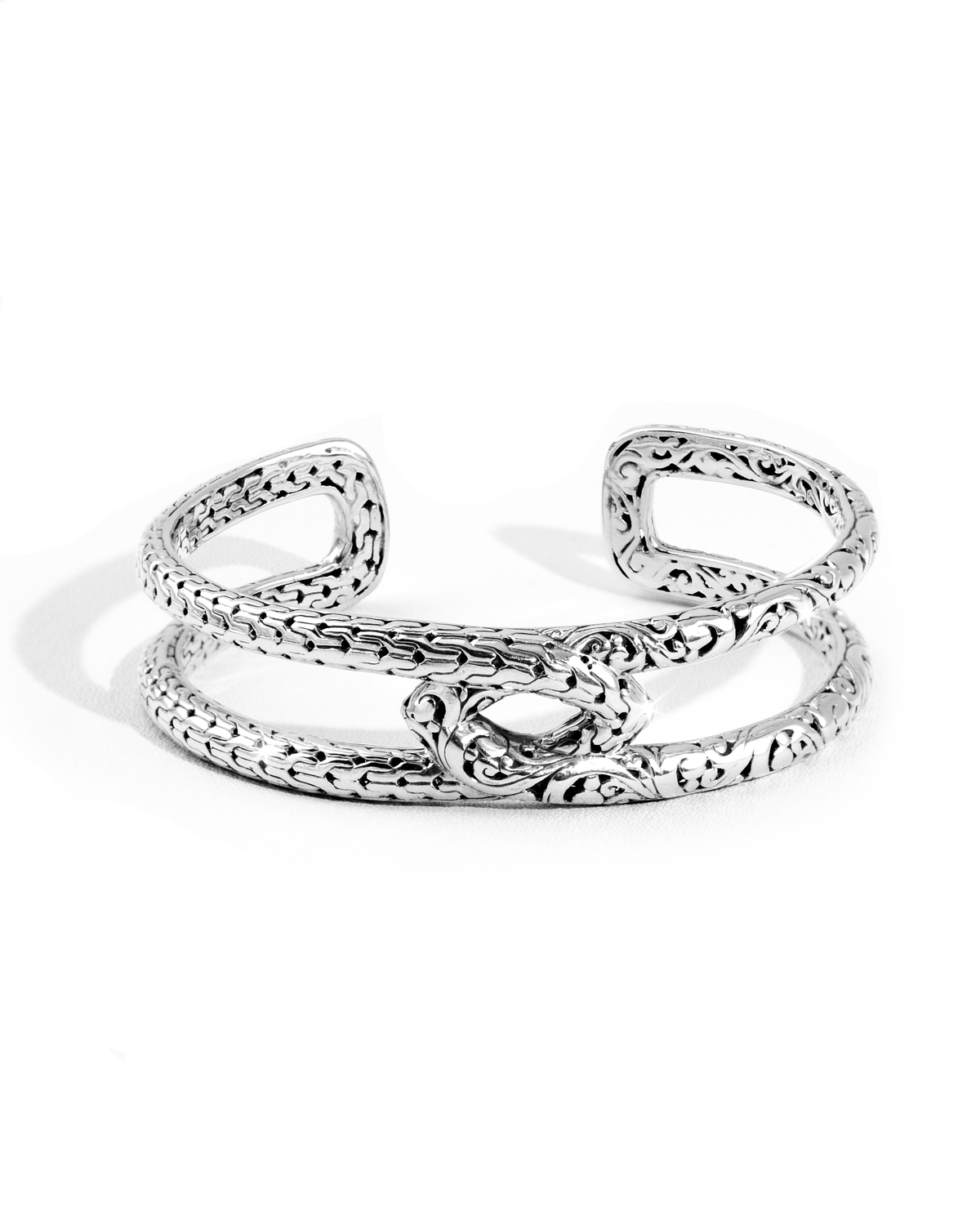 Dragon Bone Balinese Carved Silver Cuff Bracelet