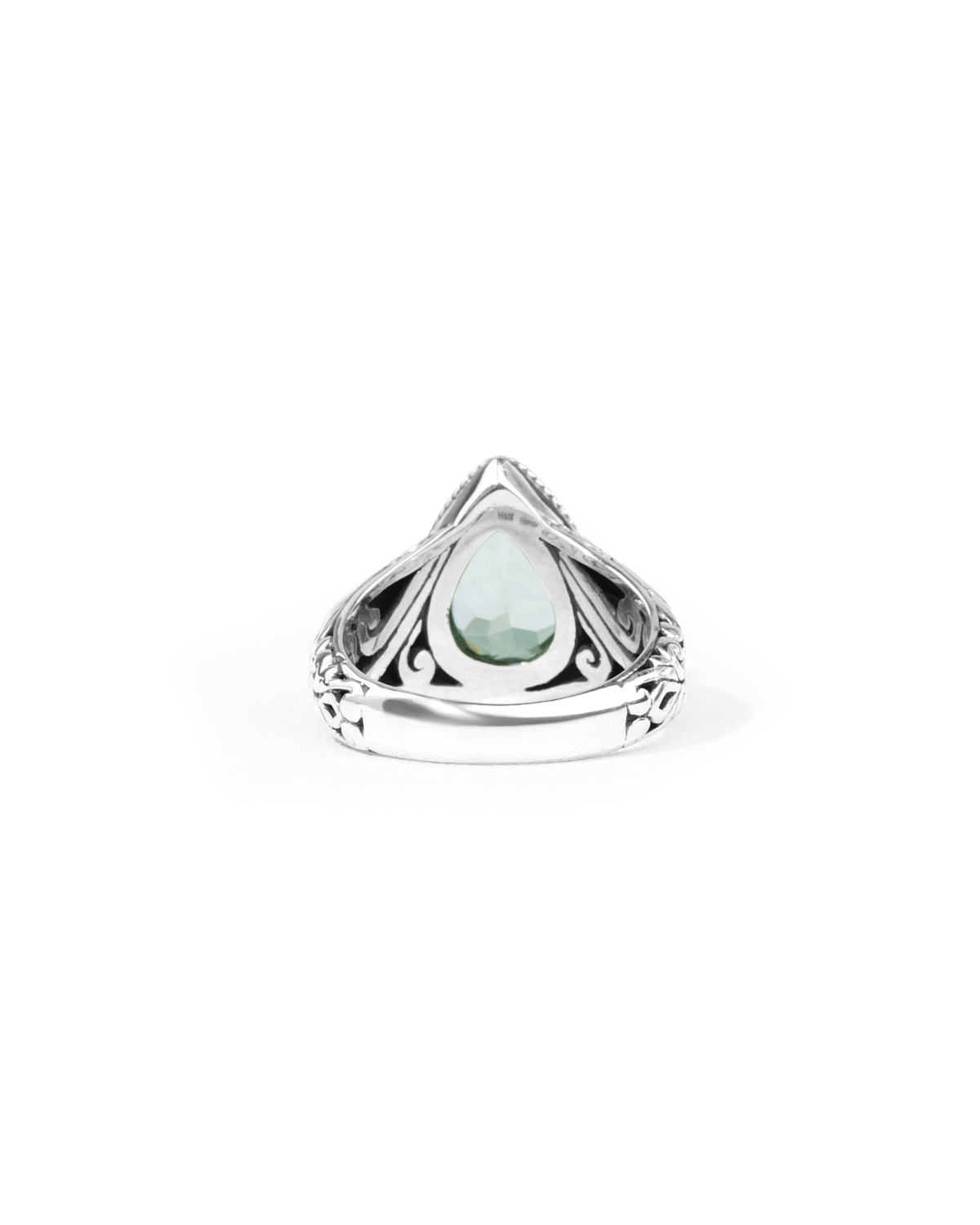 The Verdant Teardrop – Green Amethyst & 18K Gold Balinese Silver Ring