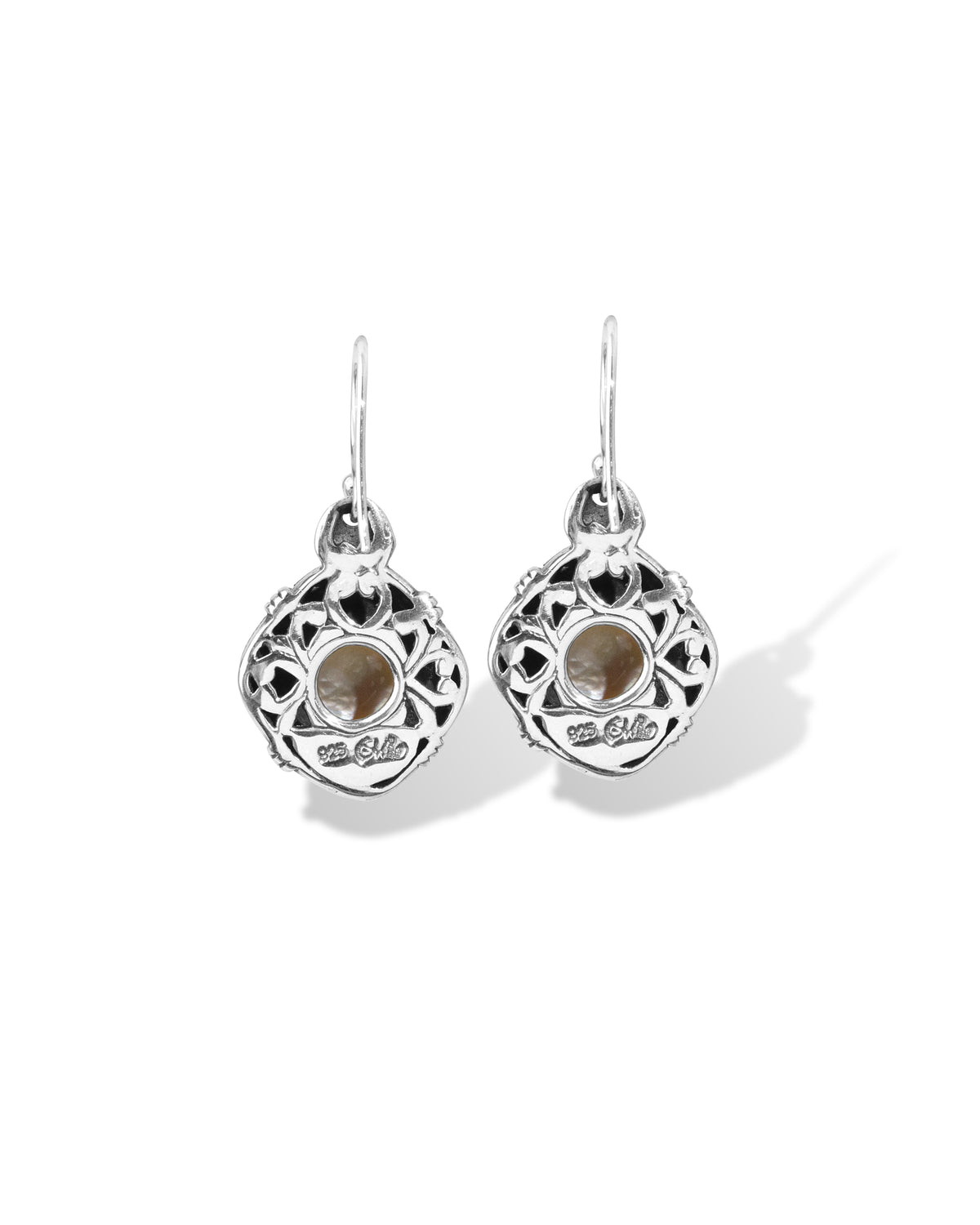 Lustrous Pearl Balinese Sterling Silver Drop Earrings with Ornate Filigree