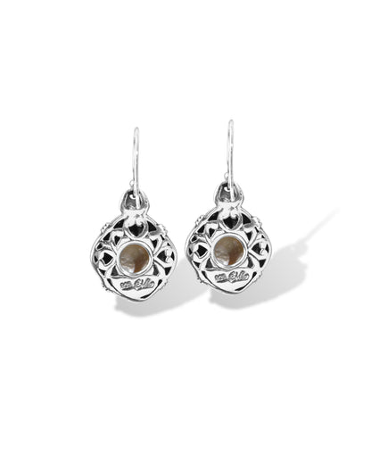 Lustrous Pearl Balinese Sterling Silver Drop Earrings with Ornate Filigree