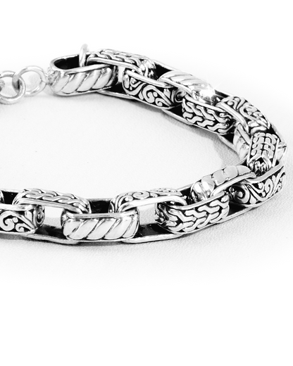 Men’s Celtic Bracelet – Vintage Silver Stainless Steel Chunky Chain Bracelet