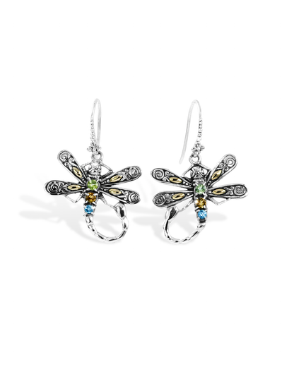 Dragonfly Earrings with 18K Gold Accents