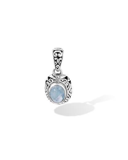Rainbow Moonstone Sterling Silver Pendant, Ornate Floral Filigree