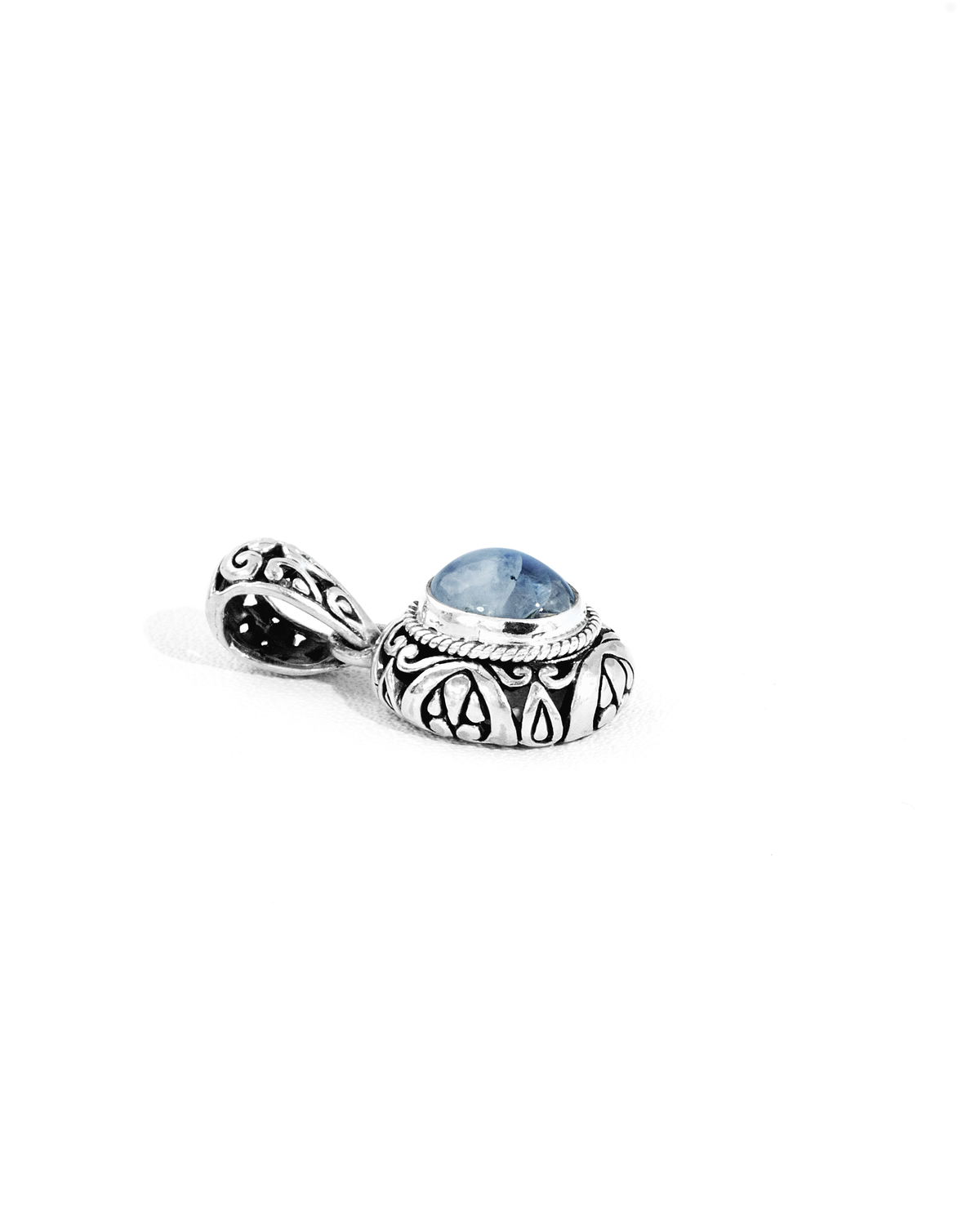 Rainbow Moonstone Sterling Silver Pendant, Ornate Floral Filigree