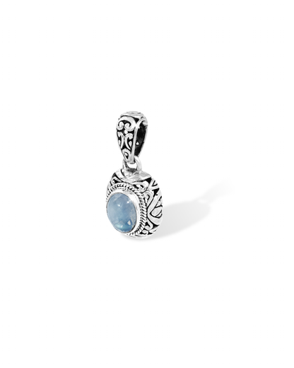 Rainbow Moonstone Sterling Silver Pendant, Ornate Floral Filigree