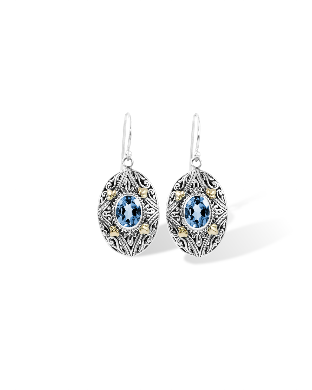 Natural Stone Earrings with 18K Gold Accents