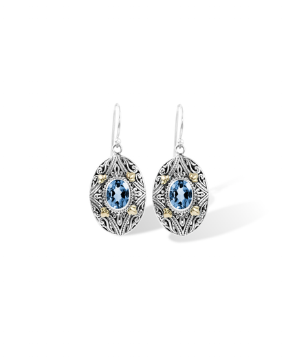 Natural Stone Earrings with 18K Gold Accents