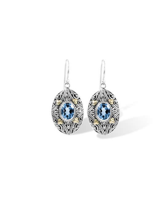 Natural Stone Earrings with 18K Gold Accents