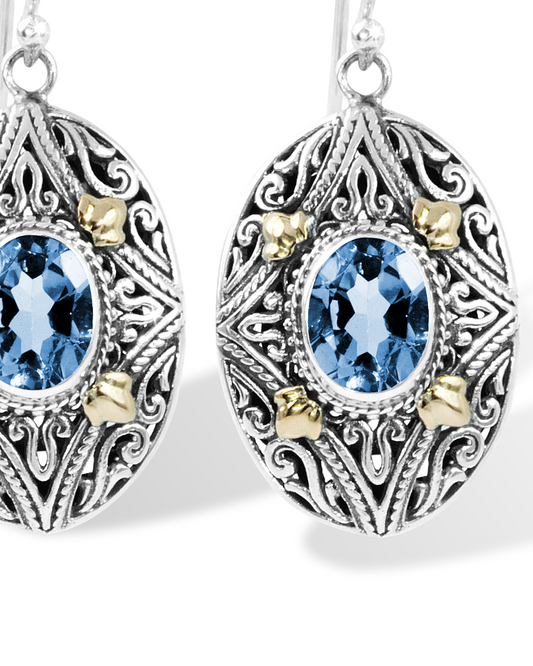 Natural Stone Earrings with 18K Gold Accents